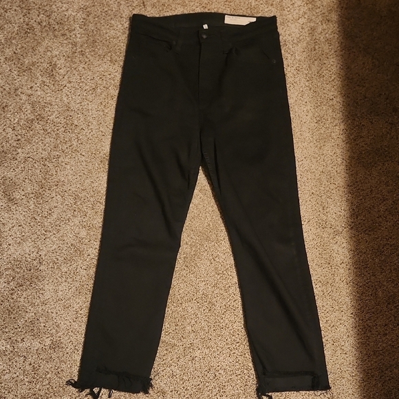 Rag & Bone Wren High - Rise Slim Straight Leg Frayed Edge Black Jeans Size 30 - Picture 6 of 9